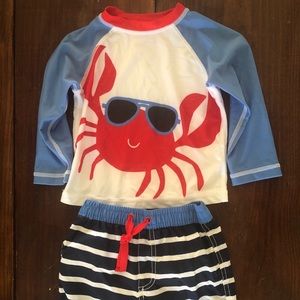Carters rash guard and swim trunks
